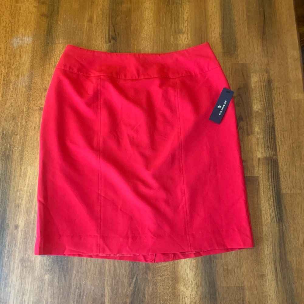 Worthington Skirt NWT 12 Cherry Cordial Red Mini Pencil Lined Back Zipper Office